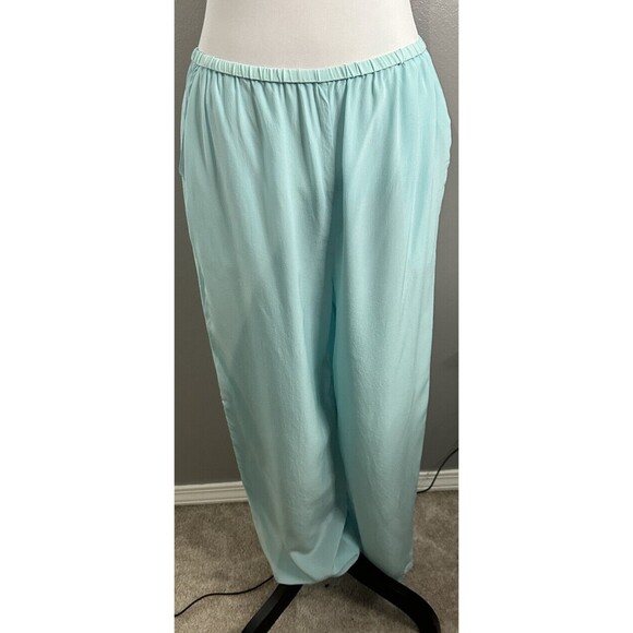 Diane Von Furstenberg Silk Assets Blue Beaded Embroider 100% Silk Pajama Set S/M - Picture 5 of 9